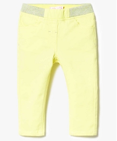 pantalon en toile avec taille elastiquee pailletee jaune pantalons2790401_1