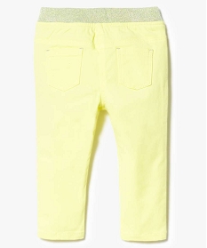 pantalon en toile avec taille elastiquee pailletee jaune2790401_2