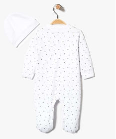 ensemble pyjama et bonnet avec motifs etoiles en coton bio blanc2805301_2