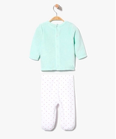 pyjama en velours 2 pieces avec motifs fleurs avec ou sans pieds selon la taille vert pyjamas velours2809901_2