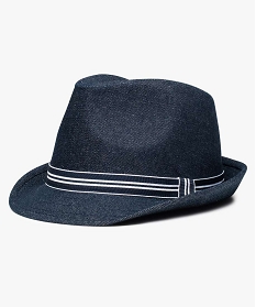 chapeau garcon forme trilby en denim brut bleu2834301_1