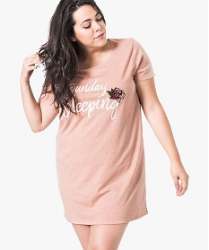 chemise de nuit a manches courtes avec motifs femme grande taille rose nuisettes chemises de nuit2882901_1