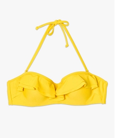 haut de maillot de bain forme bandeau avec volants sur lavant jaune haut de maillots de bain2892201_4