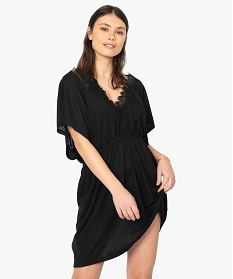 robe de plage femme avec col v et broderies noir vetements de plage2911901_1