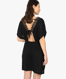 robe de plage femme avec col v et broderies noir2911901_3
