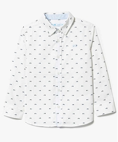 chemise garcon popeline a micro-motifs avec broderie niveau poitrine blanc2922001_1