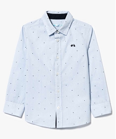chemise garcon popeline a fines rayures avec micro-motifs imprime2922201_1