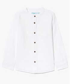 chemise garcon a col mao en coton et lin blanc2922401_1