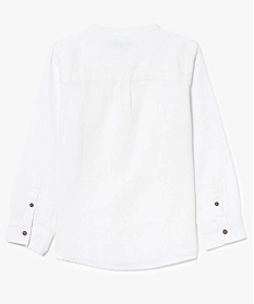chemise garcon a col mao en coton et lin blanc2922401_3