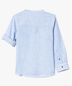 chemise garcon a col mao en coton et lin bleu2922501_2