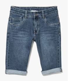 bermuda garcon en jean coupe skinny extensible a revers gris2938301_1