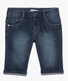 bermuda garcon en jean coupe skinny extensible a revers gris2938301_4