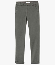 pantalon garcon chino slim stretch a revers vert2939201_1