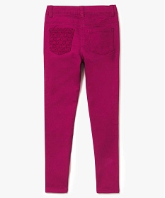 pantalon en toile avec empiecement brode sur les genoux rose2959801_2