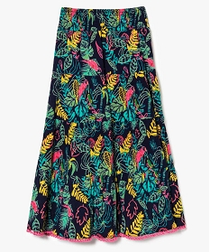 jupe longue froissee a motif tropical multicolore2962301_2