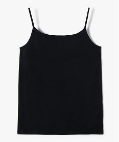 debardeur en coton extensible a fines bretelles fille noir vif debardeurs3003401_3