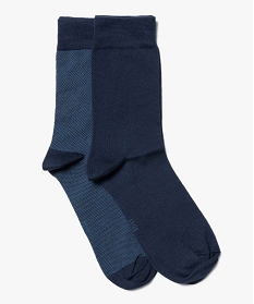 lot de 2 paires de chaussettes unies en fils decosse bleu3266401_1