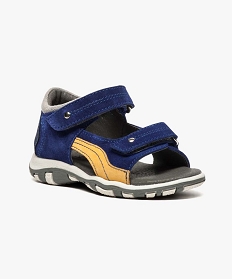 sandales en cuir velours bicolore bleu sandales et nu-pieds3953301_2