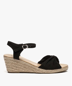 GEMO Sandales femme à talon compensé en corde noir standard