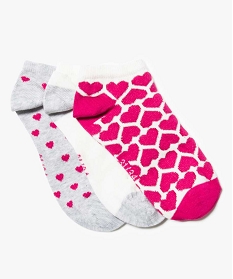 lot de 3 paires de chaussettes courtes motif cœurs rose chaussettes3979501_1