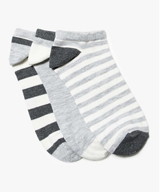lot de 3 paires de chaussettes courtes a rayures gris chaussettes3981101_1