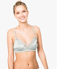 GEMO Soutien-gorge triangle en satin et dentelle Vert