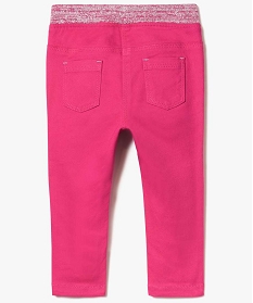 pantalon en toile avec taille elastiquee pailletee rose pantalons3996001_2