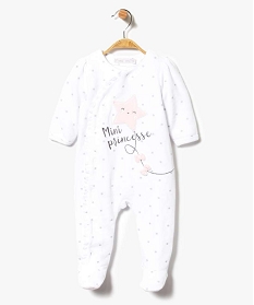 pyjama dors-bien en velours ferme devant motif etoiles blanc3996201_1