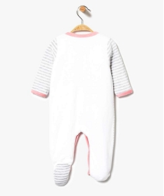 pyjama dors-bien en velours avec motif lapin et fermeture sur lavant blanc3996301_2