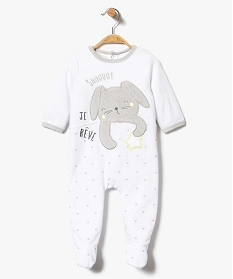 pyjama dors-bien en velours avec motif lapin endormi blanc3997101_1