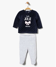 pyjama 2 pieces en velours pour bebe fille avec motif noeud multicolore pyjamas velours3997301_1