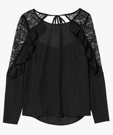 blouse en voile avec dos ouvert et dentelle noir blouses4001901_4