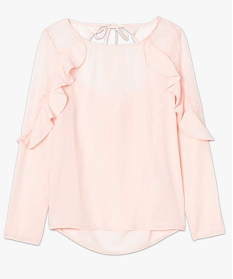 blouse en voile avec dos ouvert et dentelle rose blouses4002001_4