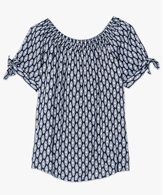 blouse motif ethnique a col bardot imprime blouses4002901_4