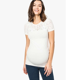 tee-shirt de grossesse empiecement dentelle blanc4003901_1