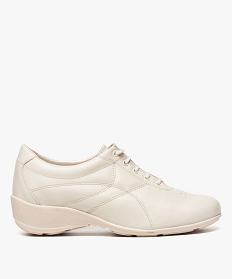GEMO Derbies femme confort dessus cuir à talon compensé - Bopy beige standard