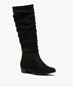 bottes femme unies en suedine tige drapee noir5730601_2