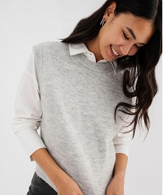 pull sans manches chine avec de la laine femme[missing] gris standard pulls6095901_2