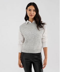 pull sans manches chine avec de la laine femme[missing] gris standard pulls6095901_4