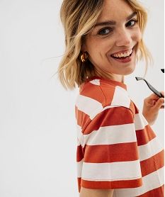 robe tee-shirt a manches courtes rayee femme imprime6168501_2