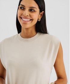 robe sweat longue sans manches femme beige6170401_2