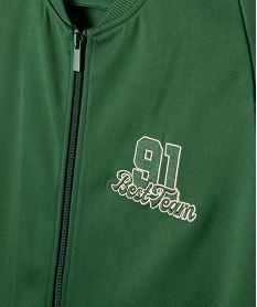 sweat de sport zippe avec broderie poitrine garcon vert standard sweats6474401_2
