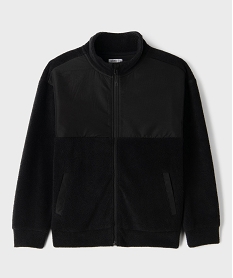 GEMO Sweat zippé bi-matières avec col montant garçon noir standard