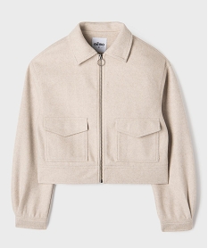 GEMO Veste zippée coupe courte à col fille beige standard