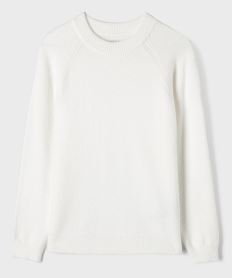GEMO Pull col rond en maille douillette fille Beige