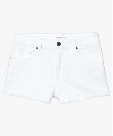 short uni taille haute a bords franges blanc shorts6873001_4