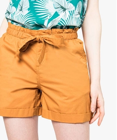 short large a revers taille elastiquee brun shorts6873101_2