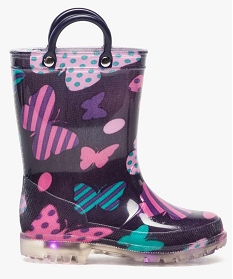 bottes de pluie a motif papillon avec anses et semelle lumineuse violet bottes de pluies6880501_1