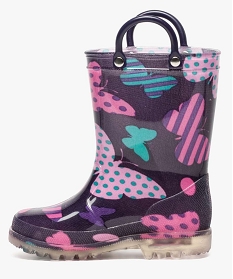 bottes de pluie a motif papillon avec anses et semelle lumineuse violet bottes de pluies6880501_3
