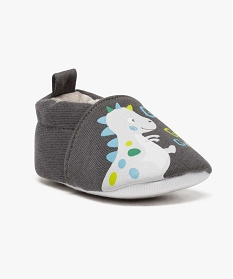 chaussures de naissance en toile avec motif dinosaure gris6919201_2